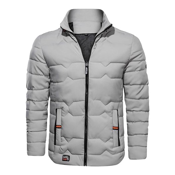Chaqueta de plumón Umfun para hombre, abrigo aislante sólido de moda, regalo para otoño e invierno con dos bolsillos, gris L