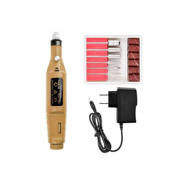 Taladro eléctrico Seitruly pluma para tallar máquina portátil para mejorar uñas color oro