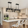 thumbnail image 5 of KEESFU 3-Light Black Farmhouse Kitchen Island Pendant Lighting, Industrial Open Cage Ceiling Fixture with Adjustable Chain for Dining Table, Foyer & Living Room, 5 of 7