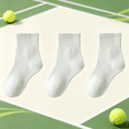 thumbnail image 3 of White Cotton Crew Socks for Girls - 3-Pack, Soft Breathable Solid Color School Uniform,Size 9 T, 3 of 5
