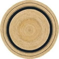 thumbnail image 1 of Indian Handwoven Braided Natural Jute with Navy Blue Border Jute Line Round Rug, Bedroom, Entryways, Dining Room, Hallways, Kids' Rooms, Size - (9' Round), 1 of 4
