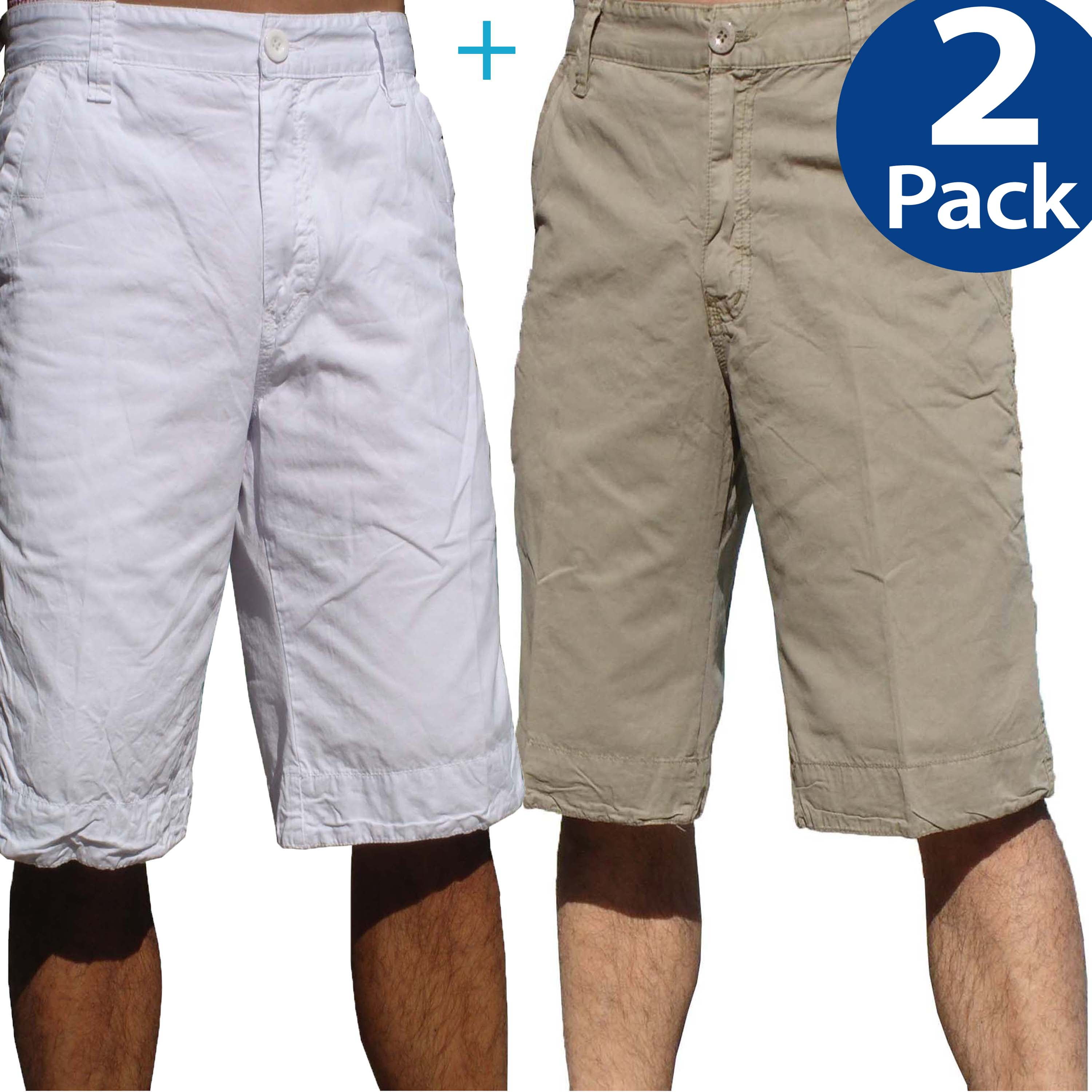 Mens Chino Shorts White + Khaki, 2 pcs pack, 5FKx2_34