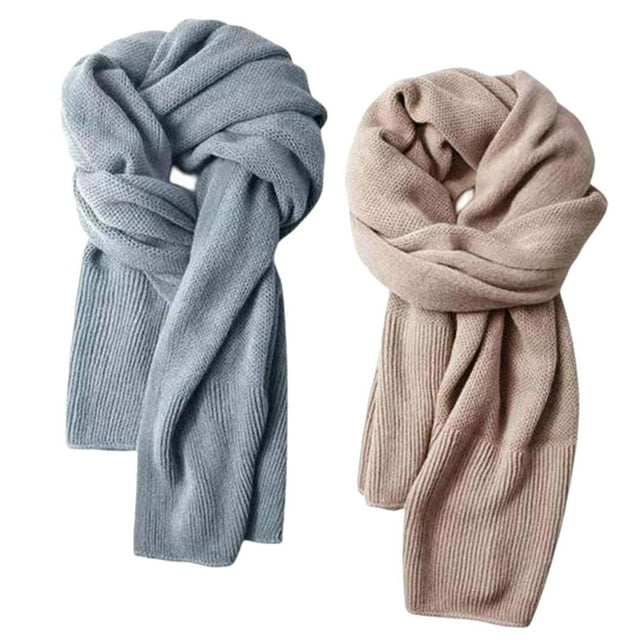 2 uds bufandas de invierno informales de Color puro para mujeres, hombres y adultos, Unisex, cómodas, para acampar, senderismo, otoño, bufanda cálida, chales Gris claro BLESIY bufanda de invierno