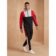 thumbnail image 3 of Men Colorblock Quarter Zip Heavy Pullover Hoodie & Jogger Set, 3 of 5