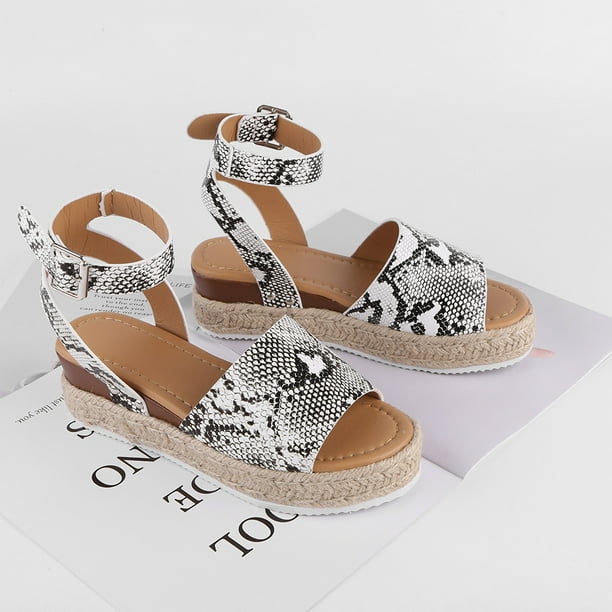 Zapatos de playa informales para mujer sandalias con correa de hebilla de cuero PU calzado para exteriores para mujer Walmart en linea