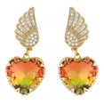 thumbnail image 1 of Aretes Alas Corazón Cristal Degradado Oro Laminado 14k verde Unitalla, 1 of 3