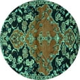 thumbnail image 1 of Ahgly Company Machine Washable Indoor Round Persian Turquoise Blue Traditional Area Rugs, 4' Round, 1 of 4