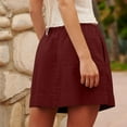thumbnail image 5 of Mini Skirts for Women Summer Casual Drawstring Elastic Waist a Line Lightweight Short Skirt with Pockets Midi Skirt with Slit Wine L, 5 of 9