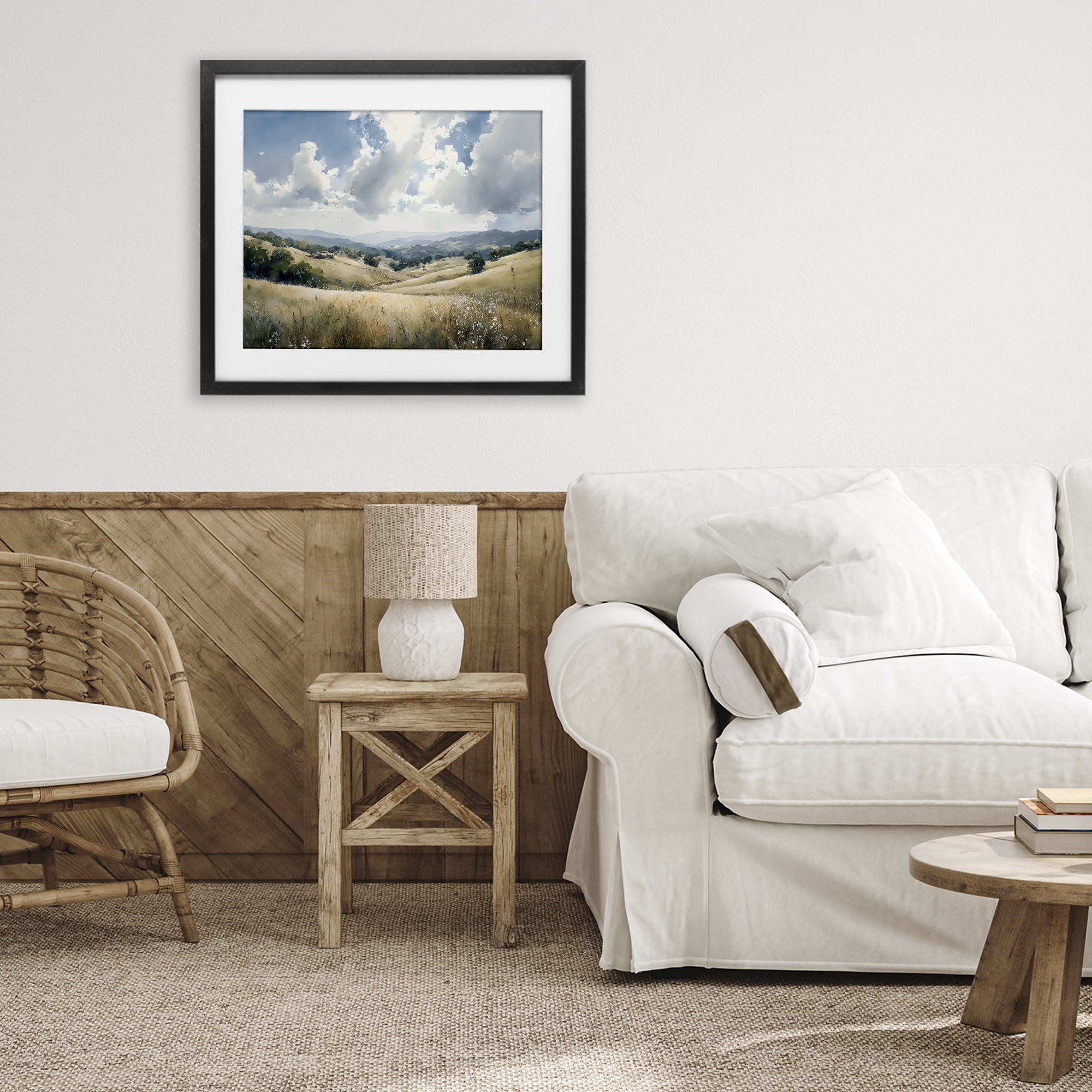 Stupell Industries Distant Hill House in Meadow Black Framed Print Under Glass, design by Franklyn Gregory