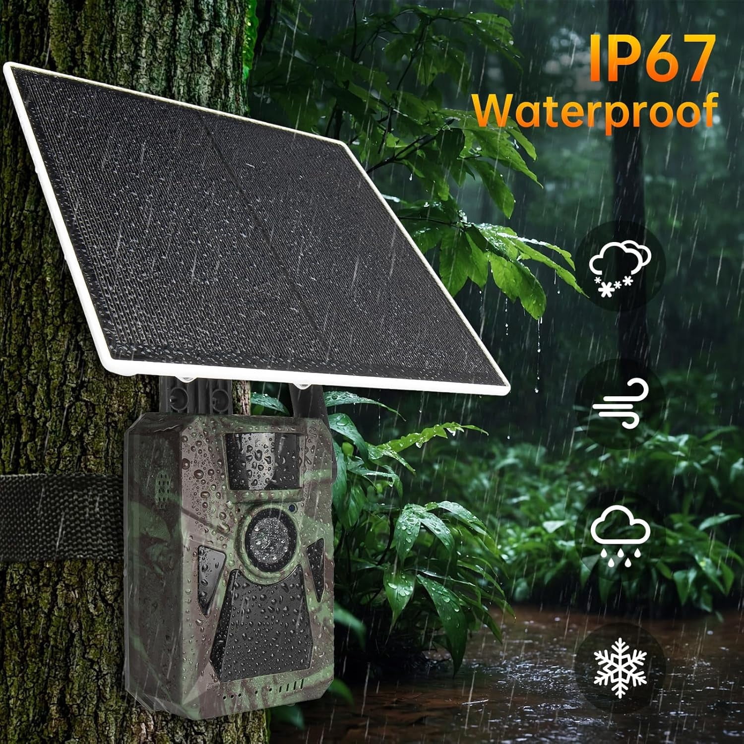 Solar 4G Cellular Trail Camera – 2.7K Ultra HD,Built-in 7500mAh Battery, Auto Nationwide Connection, Night Vision, Hunting Game Cam for Wildlife, Security & Surveillance
