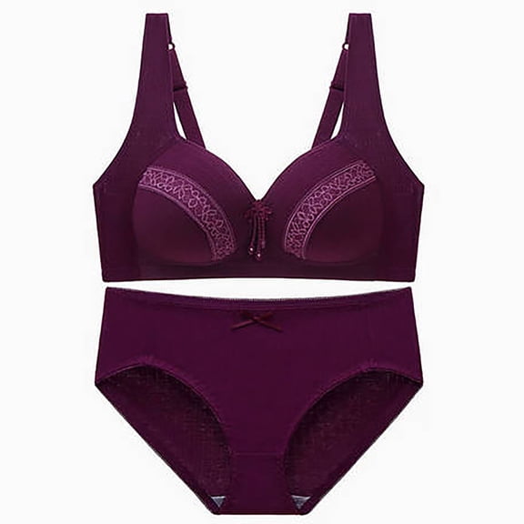 Aofany Lace Bra and Panty Sets for Women, Push Up Wireless Bras Briefs Seamless Comfort 2 Piece Matching Bra and Panty Set