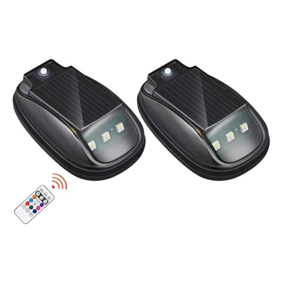 Car Led Roof Light, Solar-Powered Rgb Strobe Light With Remote Control 2Pc Multi-Color Auto Exterior Accent Light For Car Truck Suv Van