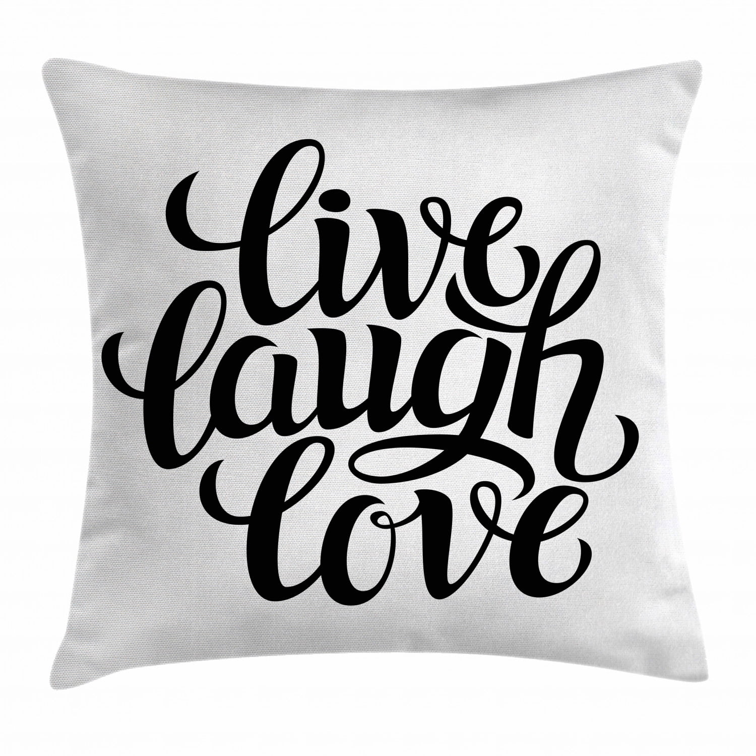 Live Laugh Love Decor Throw Pillow Cushion Cover Simplistic Inspiration Quote Minimalist Featured Typography Design Decorative Square Accent Pillow Case 18 X 18 Inches Black White By Ambesonne Walmart Com Walmart Com