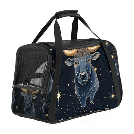 Taurus Constellation Premium Pet Carrier Bag - 900D Oxford Cloth  Sherpa Base  Nylon Webbing | Size: 17x10x11.8 in | Durable and Stylish Dog Travel Tote