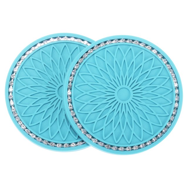 Ofertas Únicas 2 Pcs Posavasos para Tazas de Coche Universal Antideslizante Accesorios de Interior para Coche Color Azul Claro PVC
