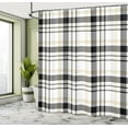 thumbnail image 4 of Ambesonne Beige Tan Shower Curtain, Cultural Squares Stripes, 69"Wx75"L, Dark Grey Pale Mustard, 4 of 4