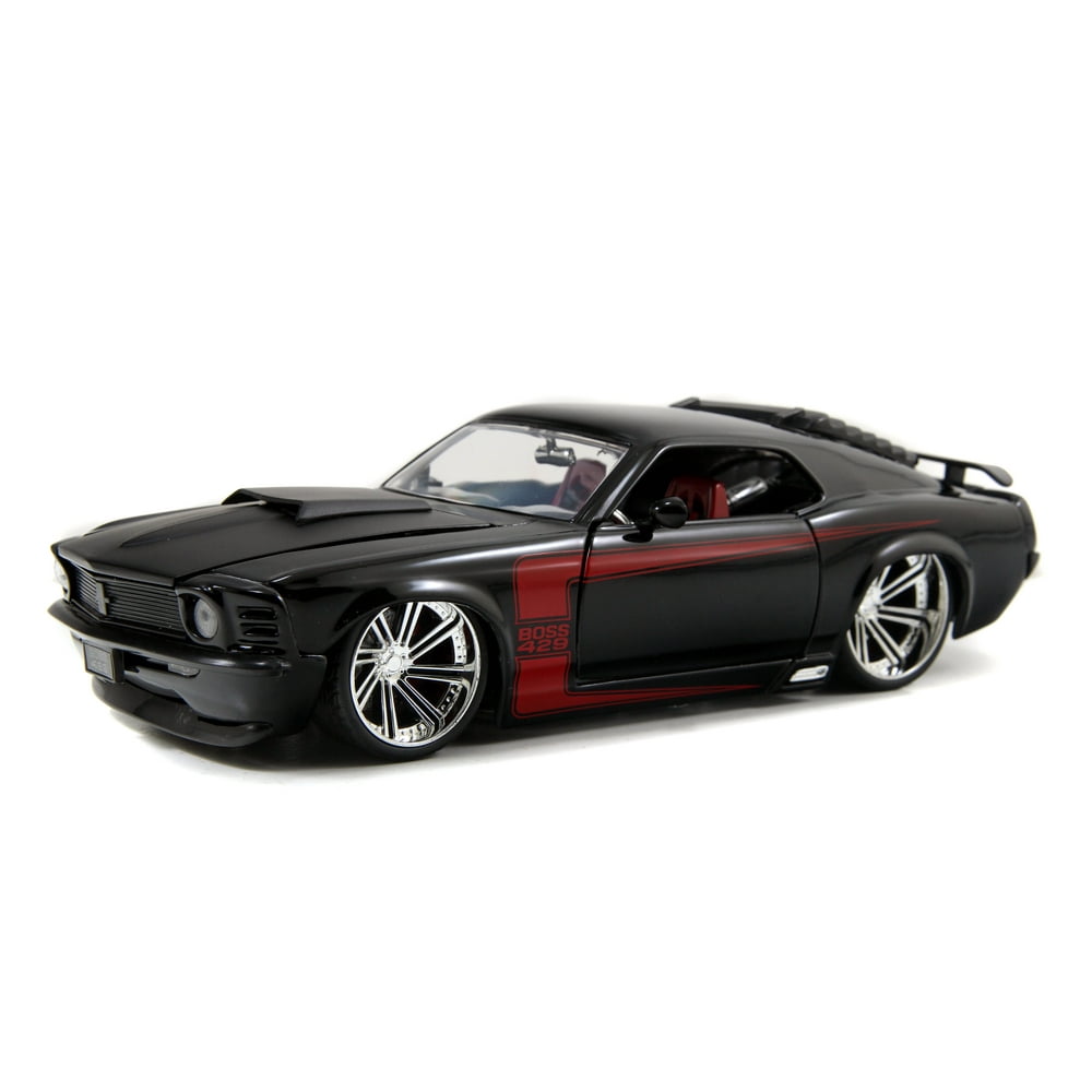 Big Time Muscle 1:24 1970 Ford Mustang Boss 429 Die-cast Car Black Red Play Vehicles - Walmart