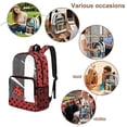thumbnail image 5 of ZIATUBLES Heavy Duty Clear Backpack 17 Inch, Ladybug Hearts Polka Dot Print Fabric & PVC Transparent Bag, One Pocket See Through Bookbag for School College Security, 5 of 7