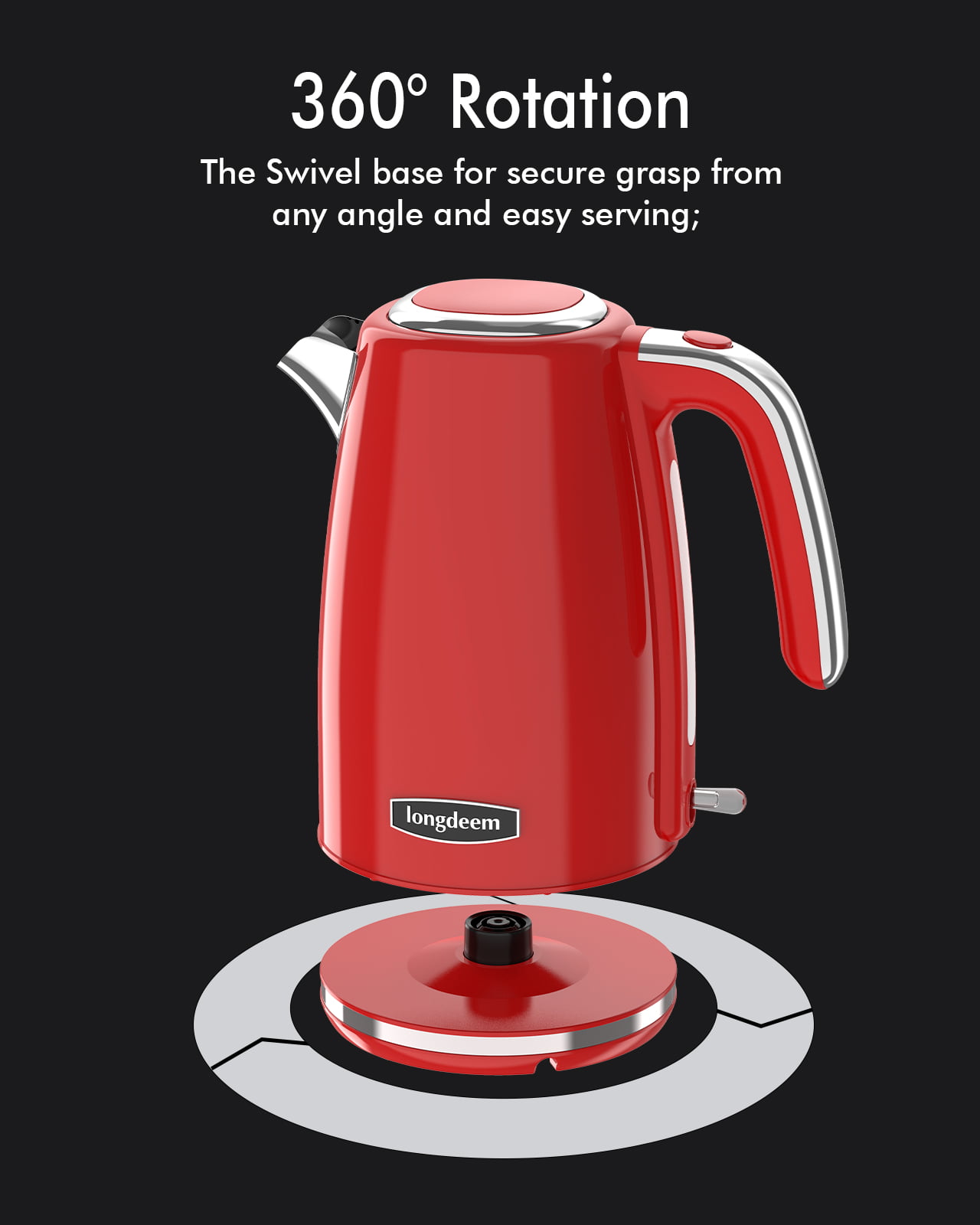 Nostalgia Red Retro 1500 W 1.7-Liter Stainless Steel Electric Water Kettle  with Strix Thermostat, Retro Red WK17RR - The Home Depot