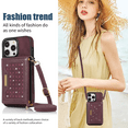 thumbnail image 4 of Nalacover Wallet Crossbody for iPhone 13 Pro Phone Case with Lanyard Strap Credit Card Holder 6.1", PU Leather Protective Handbag Purse Kickstand Bling Diamond Cover Women Girl, Wine Red, 4 of 13