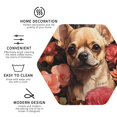 thumbnail image 3 of Honeii Vintage Red Flower Chihuahua print Leather Coaster Set of 4, ideal for safeguarding your furniture from drinks spills and effortless cleanup-Hexagon, 3 of 6