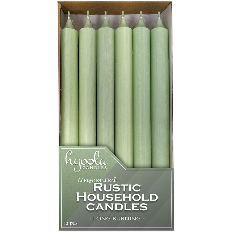 Hyoola, 10 inch Smokeless Dripless Dinner Candles Straight Unscented Taper Candles - Rustic White