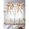 thumbnail image 3 of Sheer Curtains 84 Inches Long, Orange Brown Eucalyptus Light Filtering Window Curtains for Living Room, Watercolor Spring Weeping Botanical Rod Pocket Voile Sheer Curtain Drapes, 52"Wx84"L, 2 Panels, 3 of 8
