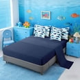 thumbnail image 5 of Manfei Cartoon Whale Twin Bedding Sets for Kids Boys and Girls, Sea Animal Bedding Comforter Set, Navy Reversible 7pcs, 5 of 6