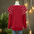 thumbnail image 6 of Christmas Trendy Sweatshirts for Women Ruffle Pleated Long Sleeve Oversized Crewneck Pullover Holiday Tops (S, Red 11), 6 of 7