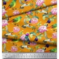 thumbnail image 2 of Soimoi polyester Crepe Fabric Leaves,Floral & Hummingbird Bird Printed Fabric 1 Yard 42 Inch Wide, 2 of 3