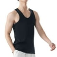 thumbnail image 2 of BXINGOHAI Men's Undershirts Crew Neck Cotton Comfortsoft Sleeveless Tank Top Undershirts Black,L, 2 of 5