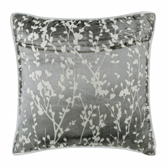 Euro Sham, Paloma Gray Euro Pillow Covers 26x26 inch (65x65 cm), Velvet Euro Size Pillow Shams, Nature & Floral, Ivy, Modern European Pillow Covers - Paloma Grey Drops