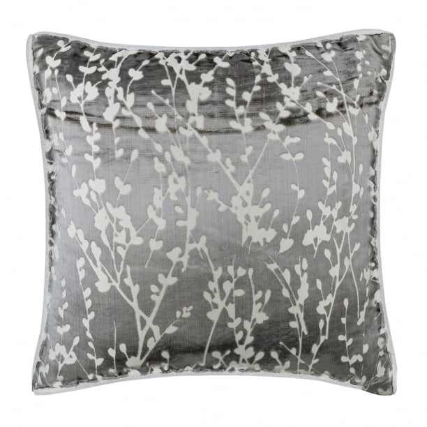 Fundas de cojín, fundas de almohada, fundas de almohada decorativas de 45 x 45 cm (18 x 18 pulgadas) grises, fundas de almohada de terciopelo, fundas de almohada hechas a mano, estilo moderno, floral
