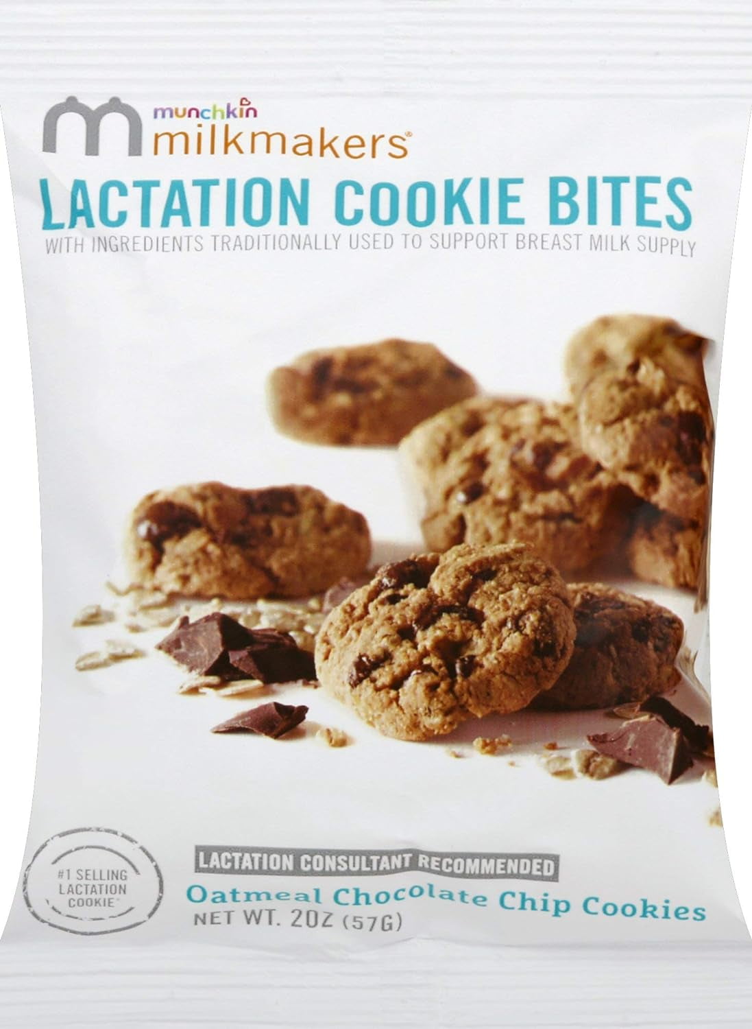 (4 pack) Munchkin Milkmakers Oatmeal Chocolate Chip Lactation Cookie Bites, 1 Bag