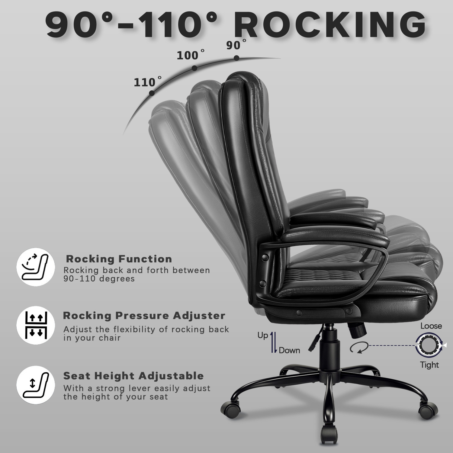 BOSSIN Big and Tall Office Chair, Heavy Duty 400 lb photo 6