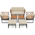 thumbnail image 2 of Costway 7 PCS Outdoor Conversation Set Acacia Wood Chairs & Coffee Tables Set with Ottomans, 2 of 10