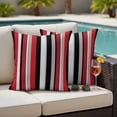 thumbnail image 3 of 2 Pack Outdoor Waterproof Throw Pillow Covers,Black Red Grey Vertical Stripes Decorative Square Patio Pillowcases for Chair Couch Sofa 16x16in, 3 of 9