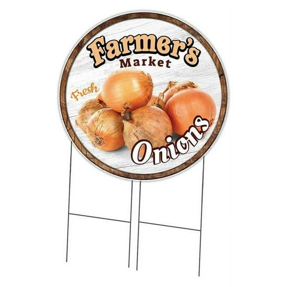 SignMission Corrugated Plastic Sign With Stakes 36" Circular - Farmer's Market Onions | Coroplast Yard Sign With Stake |  Made in the USA