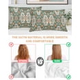 thumbnail image 3 of Green Boho Pillow Cases Standard Size Set of 2, Smooth Satin Pillowcase for Hair and Skin, Southwest Ethnic Abstract Flowers Aesthetic Decorative Cooling Bed Pillow Covers with Zipper, 20x26 Inches, 3 of 5