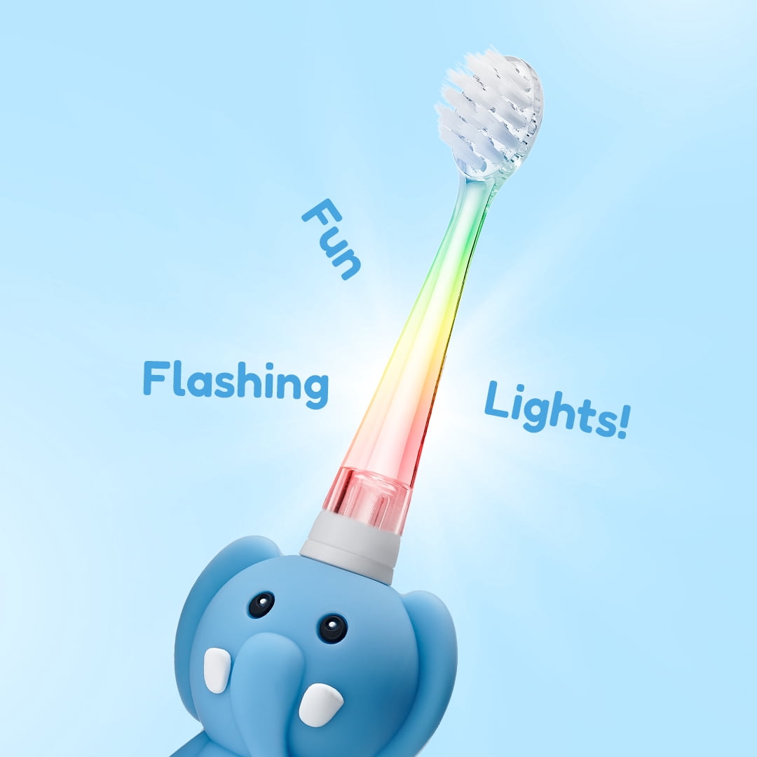 Brush-Baby WildOnes Kids Electric Toothbrush, Evie Elephant, Rechargeable, Timer, Waterproof, Soft Bristles, 0-10