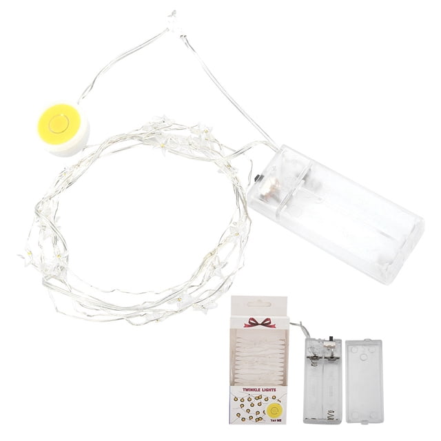 Cadena de lámpara de luz LED blanca cálida estilo pentagrama 20LED de 2,2 m para decoración navideña del hogar