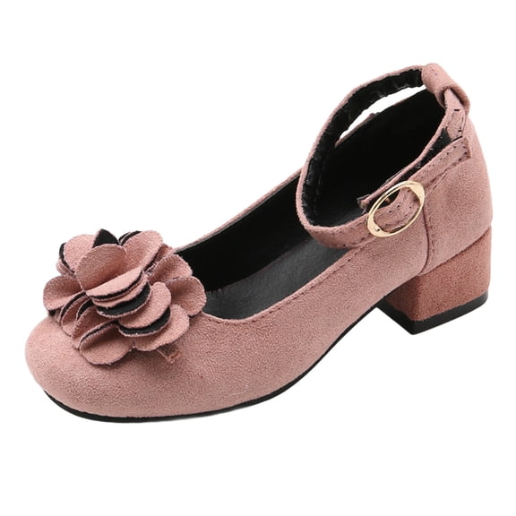 Owordtank Little Girls Mary Jane Shoes Low Heel Princess Flower Wedding Party Dress Pump Sandals Shoes for Kids