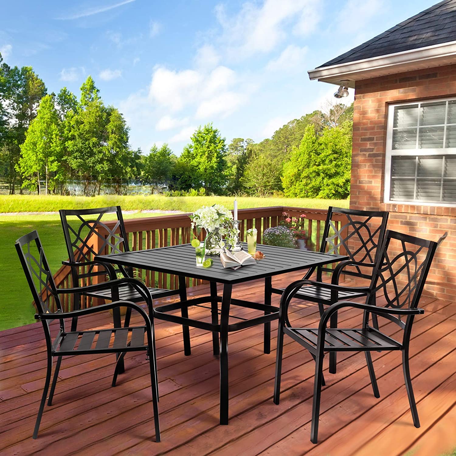 Buy SUNCROWN 5Piece Outdoor Wrought Iron Chairs and Table Patio Dining