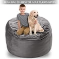 thumbnail image 4 of 3FT Bean Bag Chair Bean Bag Chairs for Adults Bean Bag with Filler Big Beanbag Chair for Gaming Large Memory Foam Bean Bags with Dutch Velet Cover for Living Room Bedroom, (36×36×24")-Grey, 4 of 14