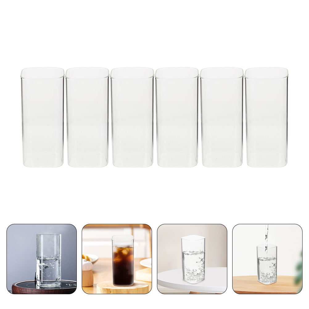 220/380ml Square Glass Cups Clear Tazas Tumbler Drinking Glasses