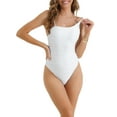 thumbnail image 1 of INSPIRE CHIC Monokini de una pieza para mujer con tirantes ajustables, parte inferior triangular, traje de baño bikini, talla X-Large, color blanco, 1 of 5