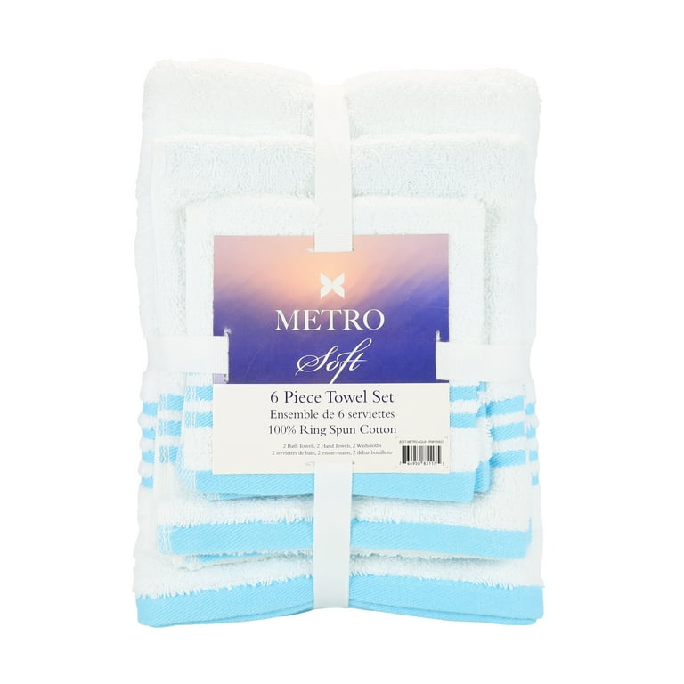 Provance Hotel Luxury Jacquard 5-Piece Towel Set in Aqua/Navy