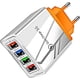 thumbnail image 2 of Cargador multipuerto, cargador USB de 4 puertos o tomacorriente de pared de carga rápida y luz LED para iPhone 12 / Pro/Max/Mini, MacBook Pro/Air, iPad, Samsung Galaxy (cargador de 4 USB, naranja) TUNC Sencillez, 2 of 5