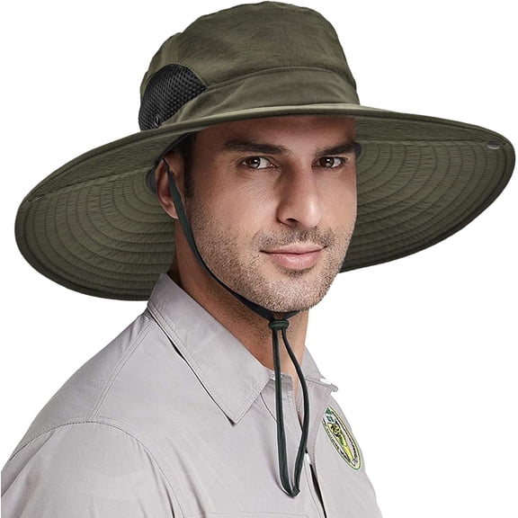 Wide Brim Fishing Sun Hat for Men Women, UPF 50 Waterproof Bucket Boonie Hat Hiking Camping Safari Garden Beach