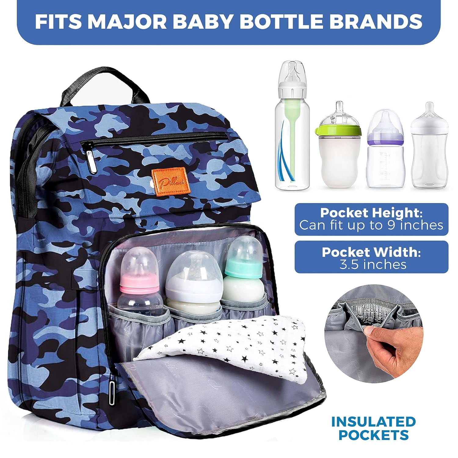 PILLANI Baby Diaper Bag Backpack - Large Bag for Boys & Girls, Waterproof Diaper Backpack - Travel Diaper Bags w/Changing Pad, Baby Registry Search & Shower Gifts - Essentials Must Haves Newborn Stuf
